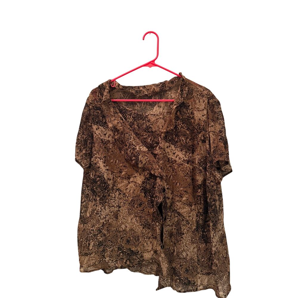 Emma James by Liz Claiborne Vintage Brown Ruffled Blouse Women's Size 16W